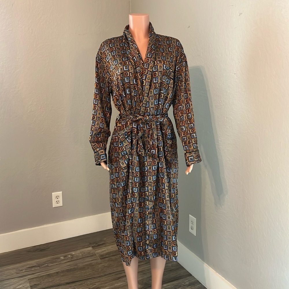 Neiman Marcus INTIMO Sleep Dress 100% Silk Medium square pattern Long Gown #81